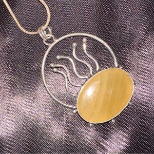 Sunshine Chalcedony Handmade vintage statement pendant